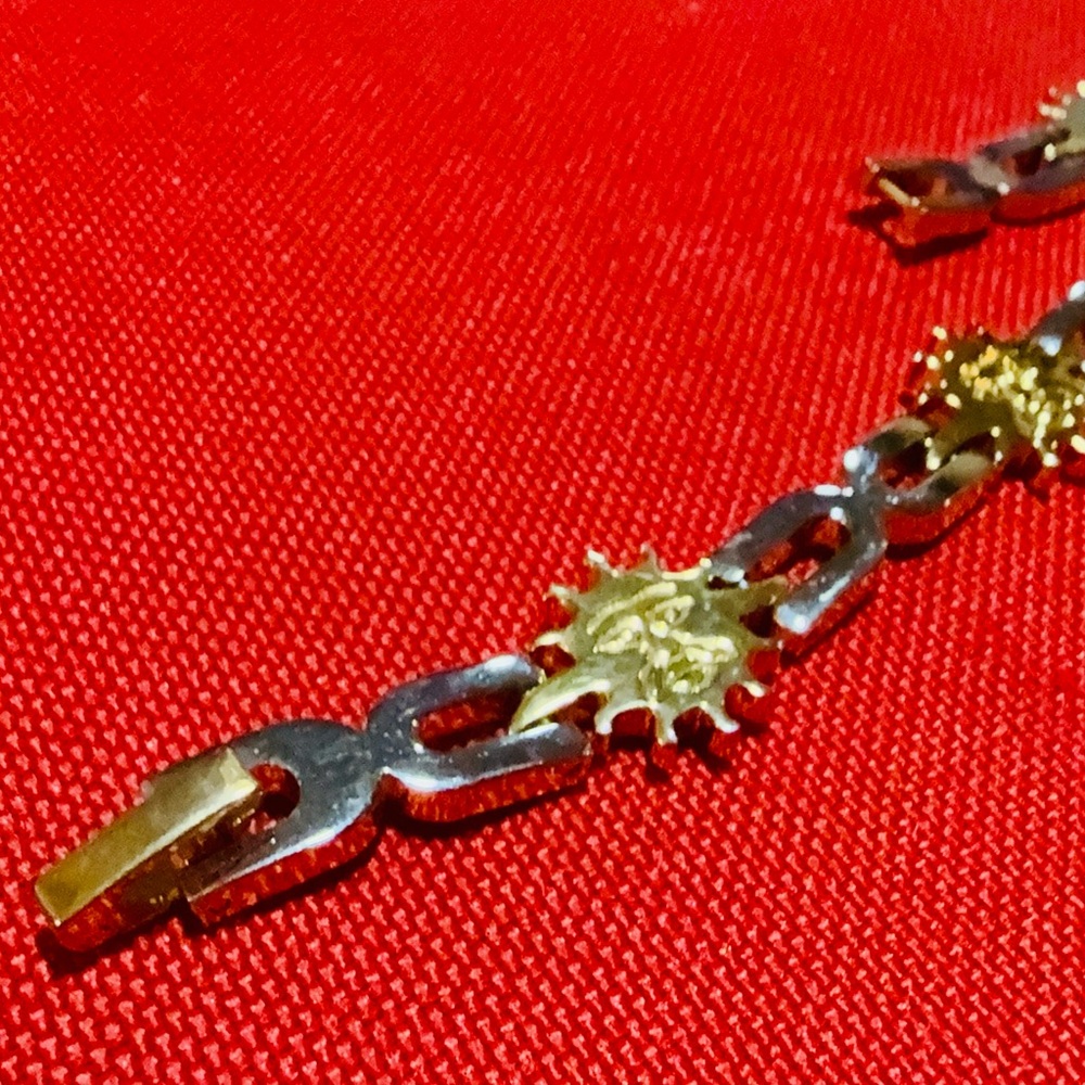 Sterling silver with gold tone Sunburst Chain Bracelet